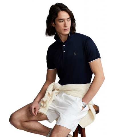 Men's Custom Slim Fit Birdseye Polo Shirt Blue $55.35 Polo Shirts