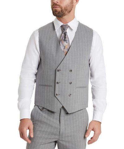 Men's Classic-Fit Pinstripe Suit Vest Gray $47.25 Suits
