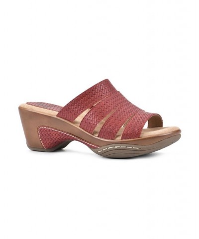 Women's Valora Clog Slide Sandals Red $31.60 Shoes