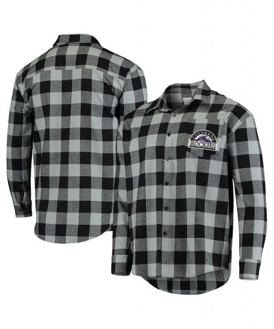 Men's Black/Gray Colorado Rockies Large Check Flannel Button-Up Long Sleeve Shirt $43.19 Shirts