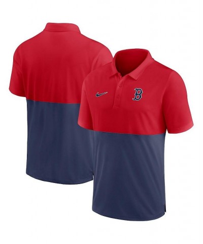 Men's Red, Navy Boston Red Sox Team Baseline Striped Performance Polo Shirt $40.00 Polo Shirts