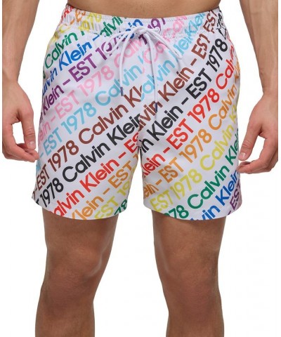 Men's 5" Rainbow Logo-Print Swim Shorts Multi $15.81 Swimsuits