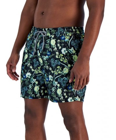 Men's Evan Garden Quick-Dry Floral-Print 5" Swim Trunks Black $16.49 Swimsuits
