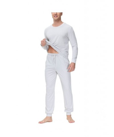Men's Two-Piece Crewneck Shirt and Jogger Pajama Set Gray $24.41 Pajama