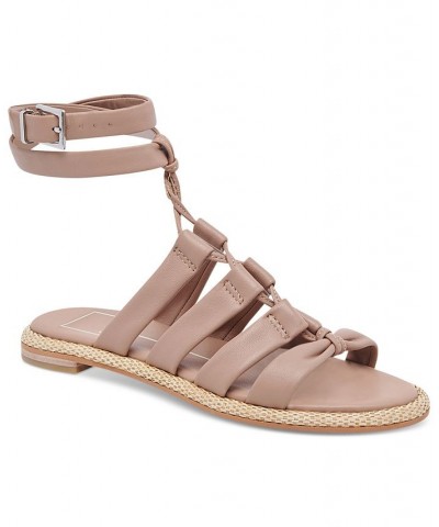 Women's Adison Strappy Gladiator Flats Sandals Brown $50.70 Shoes