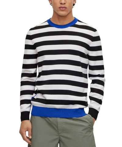 BOSS Men's Cotton Regular-Fit Sweater with Horizontal Stripe Black $78.96 Sweaters