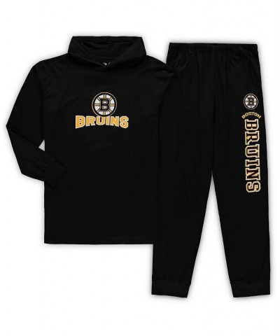 Men's Black Boston Bruins Big and Tall Pullover Hoodie and Joggers Sleep Set $41.80 Pajama