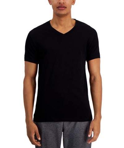 Men's Regular-Fit V-Neck Solid T-Shirts, Pack of 4 Black $13.20 Undershirt