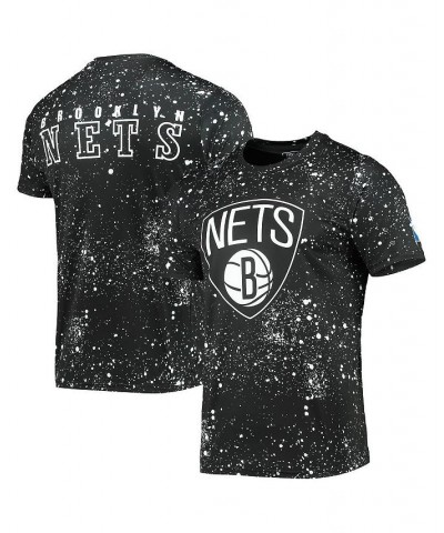 Men's Black Brooklyn Nets Splatter Print T-shirt $24.60 T-Shirts