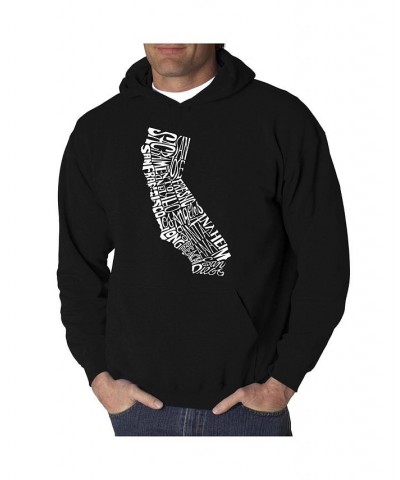 Men's Word Art Hooded Sweatshirt - California State Black $29.40 Sweatshirt