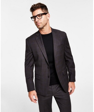Men's Ultraflex Classic-Fit Wool Suit Jacket Brown $68.40 Suits
