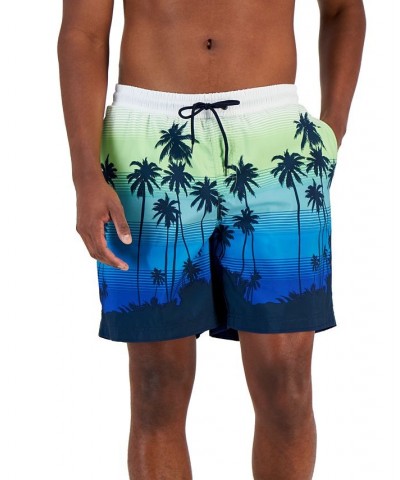 Men's Tropical Sunset Swim Trunks Blue $10.00 Swimsuits