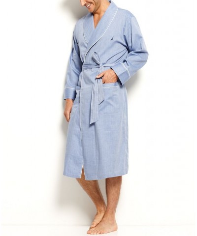 Herringbone Woven Shawl Collar Robe Blue $18.06 Pajama