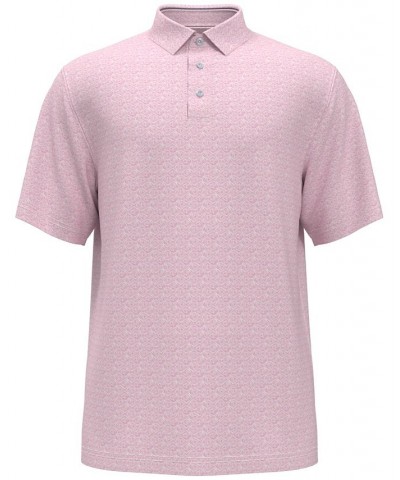 Men's Big & Tall Airflux Artisanal Conversational Short Sleeve Polo Shirt Pink $18.54 Polo Shirts