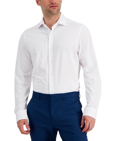 Men's Slim-Fit Performance Stretch Solid PiquÉ Knit Dress Shirt White $15.60 Dress Shirts