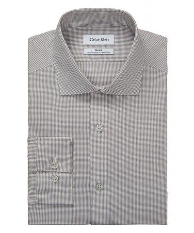 Men's Steel Regular Fit Stretch Wrinkle Free Dress Shirt Gray $23.72 Dress Shirts