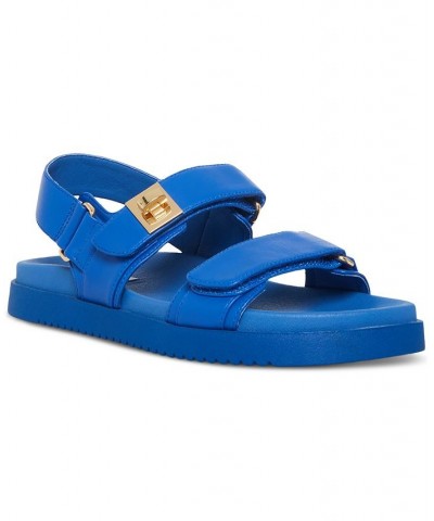 Women's Mona Slingback Footbed Sandals Blue $50.49 Shoes
