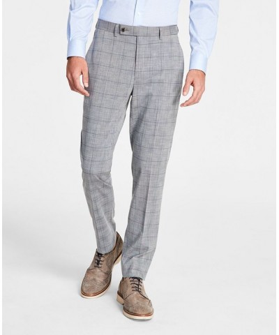 Men's Skinny-Fit Stretch Suit Pants Grey/blue Plaid $71.05 Suits