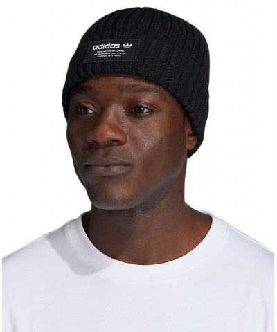 Men's OG Ribbed Logo Beanie Knit Hat Black $12.88 Hats