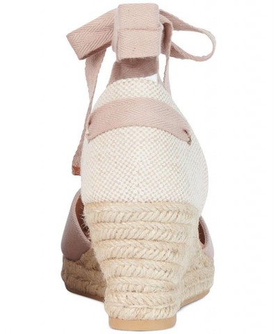 Women's Candice Ankle-Tie Espadrille Wedge Sandals Tan/Beige $39.00 Shoes