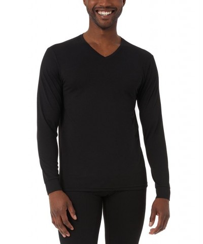 Men's Heat Plus V-Neck Long-Sleeve Thermal Shirt Black $12.68 Pajama