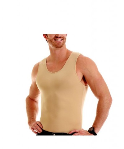 Insta Slim Men's Compression Muscle Tank Top Tan/Beige $28.14 Undershirt