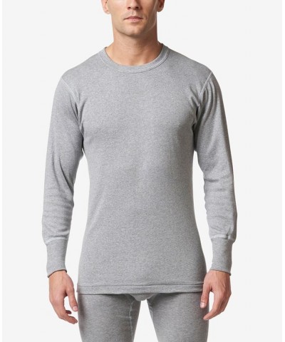 Men's Premium Cotton Rib Thermal Long Sleeve Undershirt Gray $31.61 Undershirt