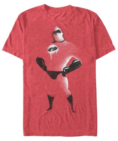 Disney Pixar Men's The Incredibles Painted Distressed Mr. Incredible Short Sleeve T-Shirt Red $14.00 T-Shirts