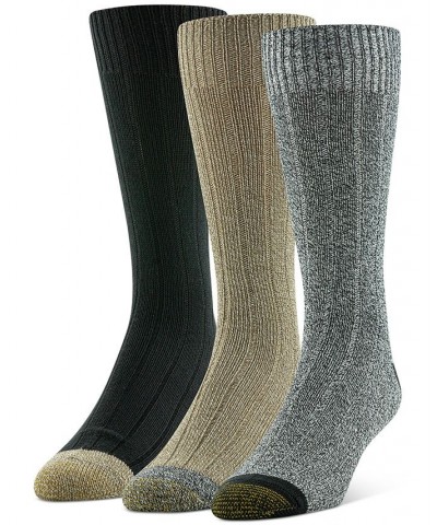 Men's Premium Ribbed Crew-Length Socks, 3-Pack Tan/Beige $11.55 Socks