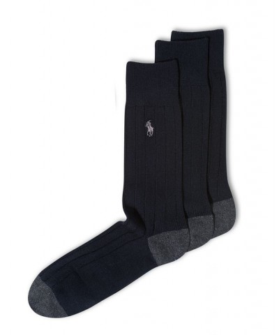 Men's Socks, Soft Touch Ribbed Heel Toe 3 Pack Black $13.60 Socks